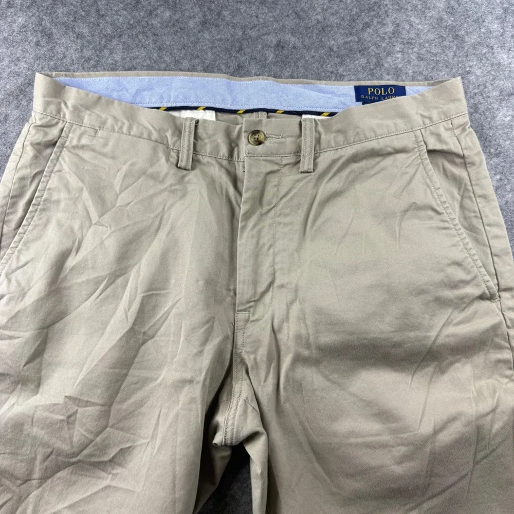 Polo Ralph Lauren Mens 32x30 Stretch Straight Fit Chino Pants Tan Khaki Twill